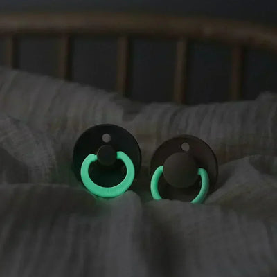 BIBS Colour GLOW Pacifiers 2 Pack - Sand/Iron