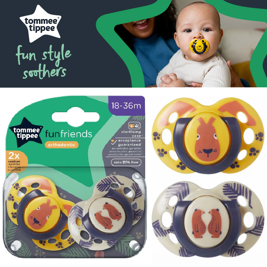 M+O  Tommee Tippee Fun Style Soothers 6-18 months, 2 units